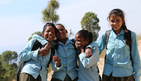 Girls at a child club supported by ActionAid in Nepal