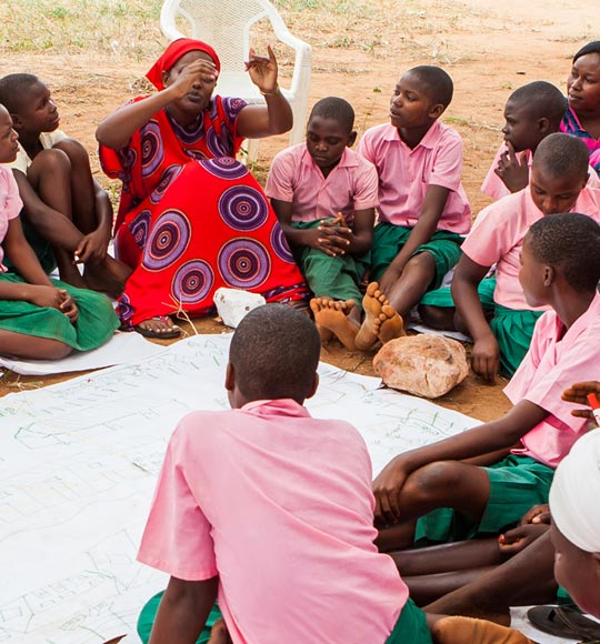 Girls attending a girl's club in Kenya
