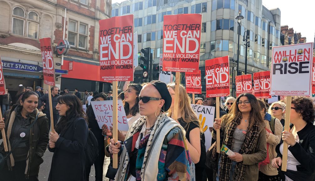 ActionAid marching for women's rights and to end gender-based violence.