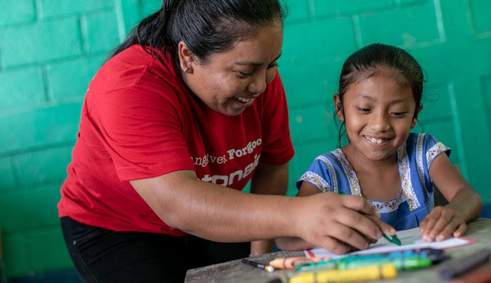 Say a big 'thank you' to your teacher this end-of-term, like pupil Aura, right, from Guatemala