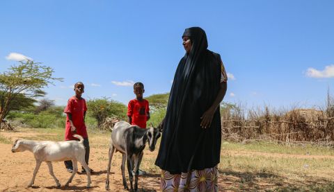 Amina, 70, in Kenya was a proud owner of 75 goats, but she is now only left with two thanks to the drought in Kenya..