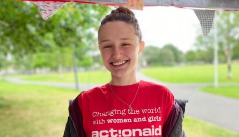 Anouska, 16, at her bake sale for ActionAid. 