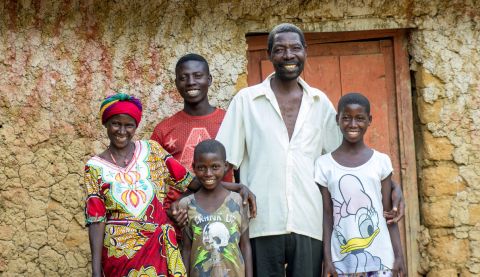 Scholastique (left) has received farming training from ActionAid, benefitting her whole family.