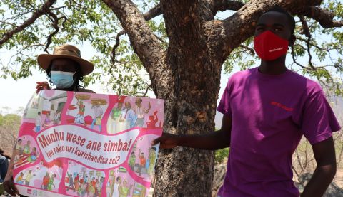 Male volunteers in Zimbabwe advocating for an end to violence against women and girls