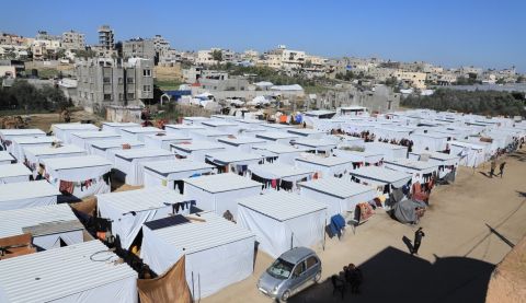 Camps set up for displaced people in Rafah.