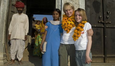Sally Dynevor and her daughter Phoebe Dynevor in India