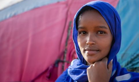 Hibaq, a refugee from Somaliland who received menstrual products and other support from ActionAid