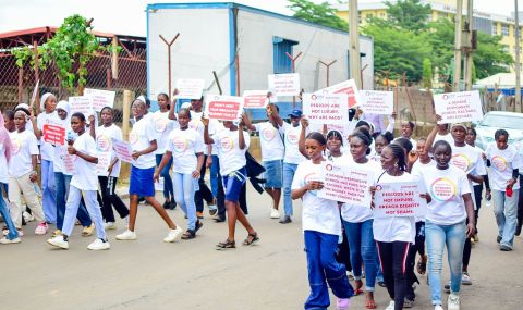 Girls protesting for their rights in Nigeria.