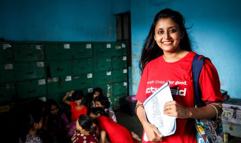 Mariyam Sultana Surovi, 29, is a counsellor at ActionAid's Happy Homes project in Dhaka, Bangladesh helping to look after the girls who live there.