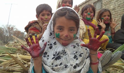 Ayesha and her friends have been painting pictures for their sponsors at their playgroup in Bhakkar, Pakistan. "I did hand painting and it was fun. I feel joy when I do drawings for my sponsor," Ayesha told us