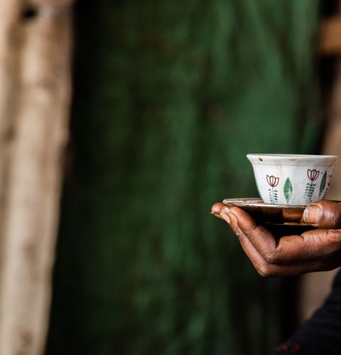 Close up of a teacup and saucer