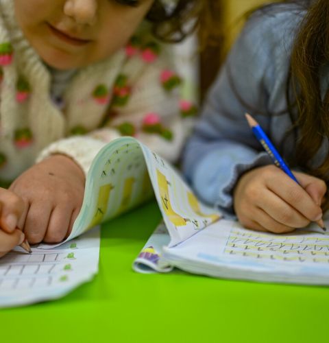 Children in class at the Kareemat shelter, Turkey