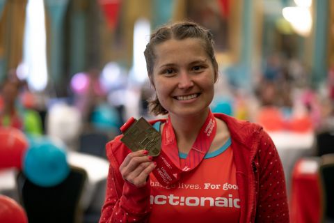 ActionAid runner Ivi at the the post-race receoption
