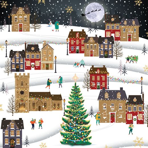 snowy nightfall charity christmas cards