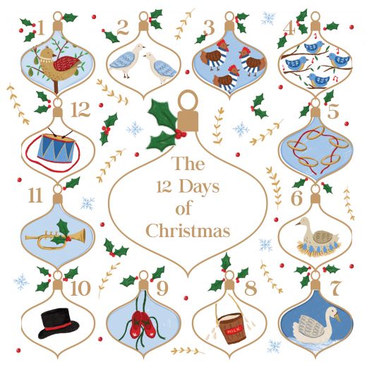 Christmas cards - 12 days of Christmas baubles