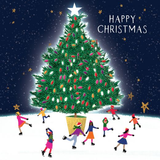 Christmas Cards - Ice skating around the Christmas tree