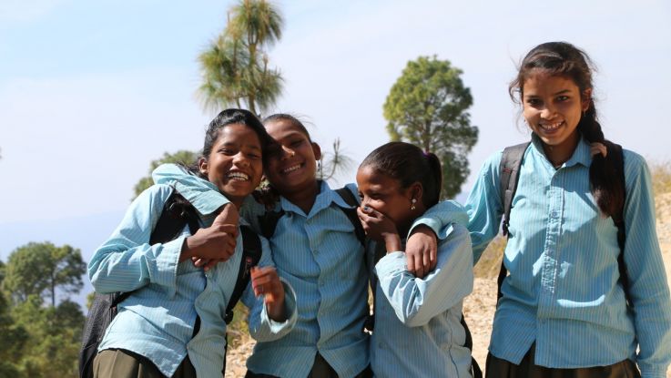 Girls at a child club supported by ActionAid in Nepal
