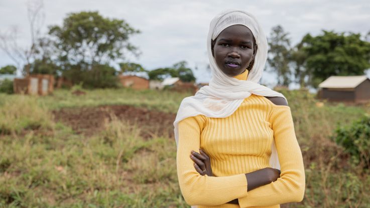 Beth, 16, is a south Sudanese refugee now living in Uganda, who has learned how to make reusable sanitary pads at an ActionAid workshop