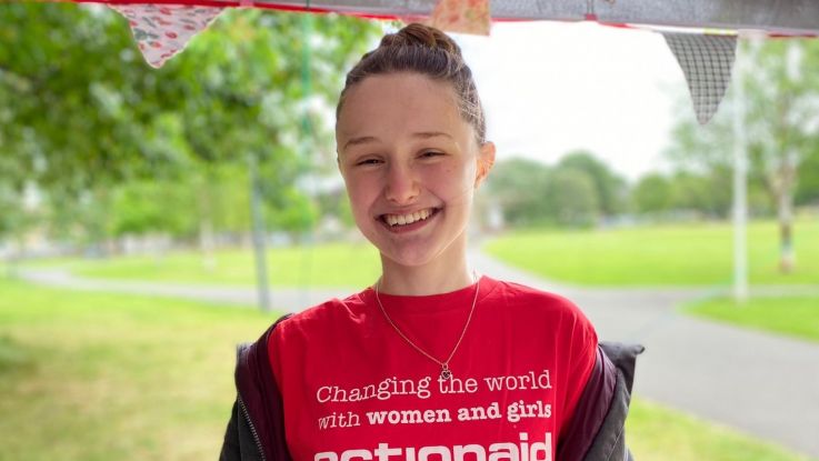 Anouska, 16, at her bake sale for ActionAid. 