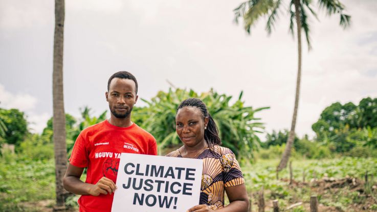 Steven and Joyce work for Action Aid in Tanzania. Here they are at house ruins in the village Njinjo in southern Tanzania which was completely destroyed by flash floods in 2020 killing some villagers and displacing hundreds. 