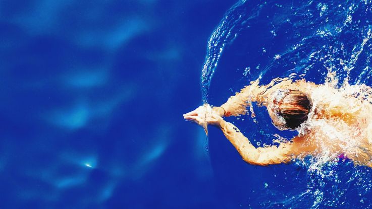 woman swimming in a pool