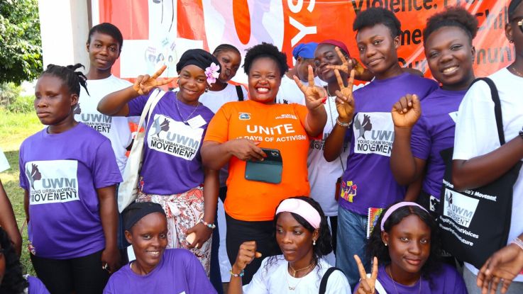 Young women standing together at their workshop